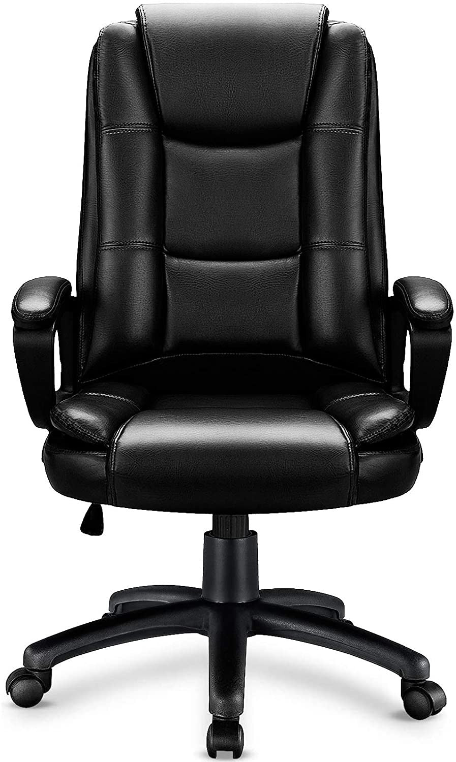  Black Leather Executive Chair with Lumbar Support By Homeroots 