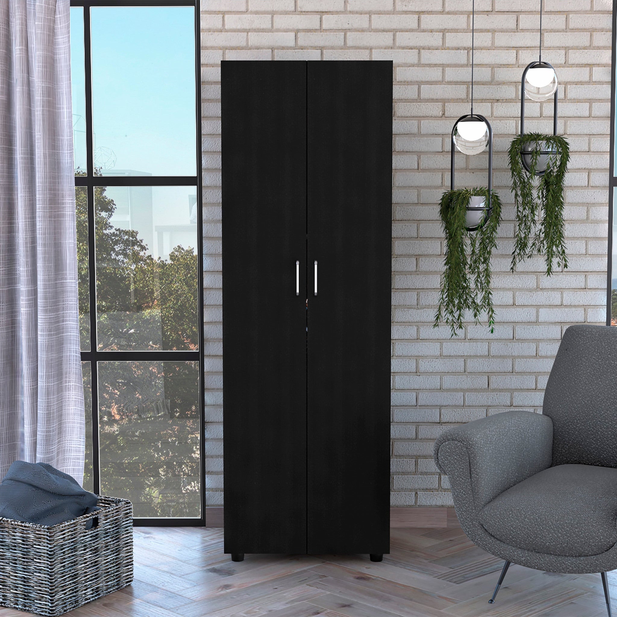  71" Black Tall Two Door Closet By Homeroots 