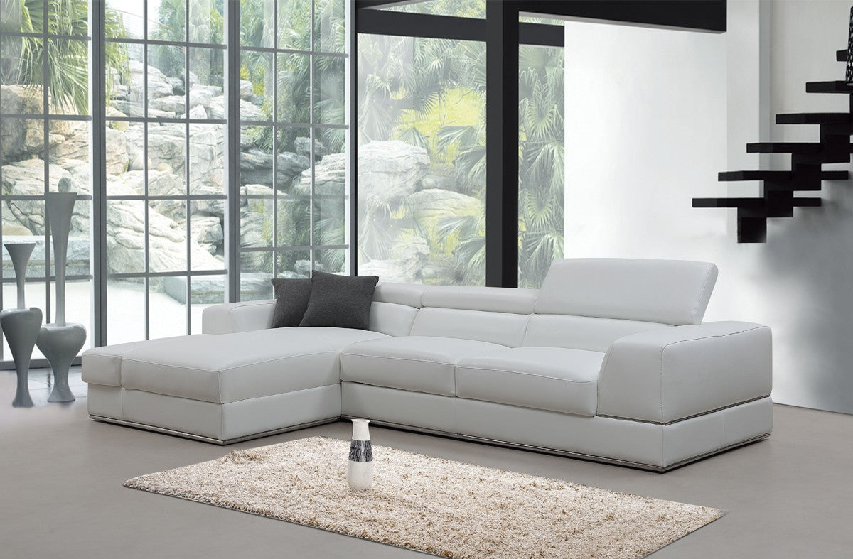  Contemporary White Leather Left Facing Wide Arm Sectional Sofa By Homeroots 