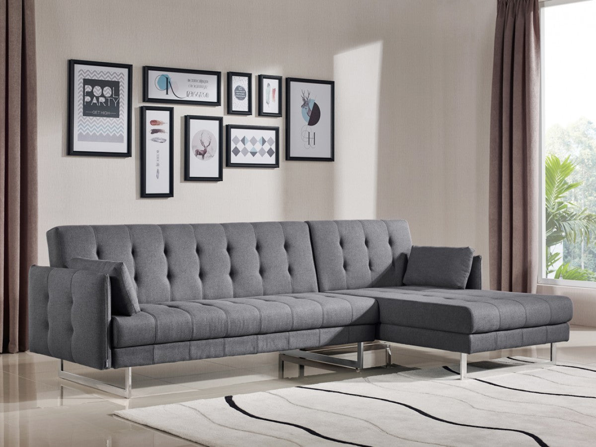  Modern Loft Gray Fabric Right Facing Sofa Bed By Homeroots 