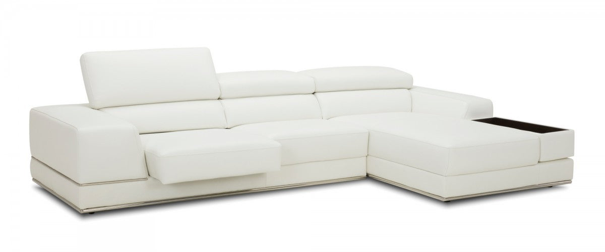  Contemporary White Leather Right Facing Wide Arm Sectional Sofa By Homeroots 