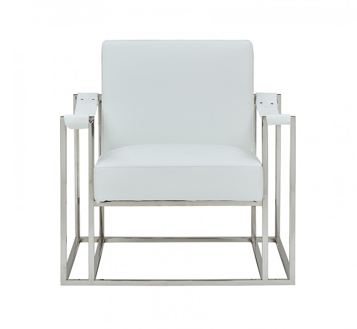  Stylish White Leatherette And Steel Chair By Homeroots 