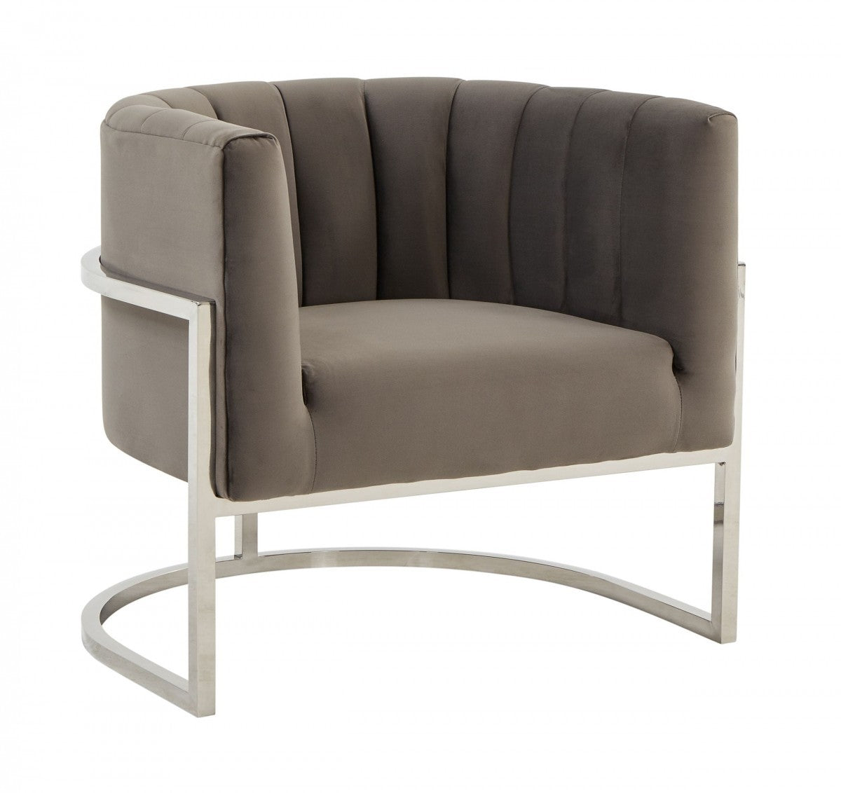  Glam Grey and Steel Channel Tufted Velvet Accent Chair By Homeroots 