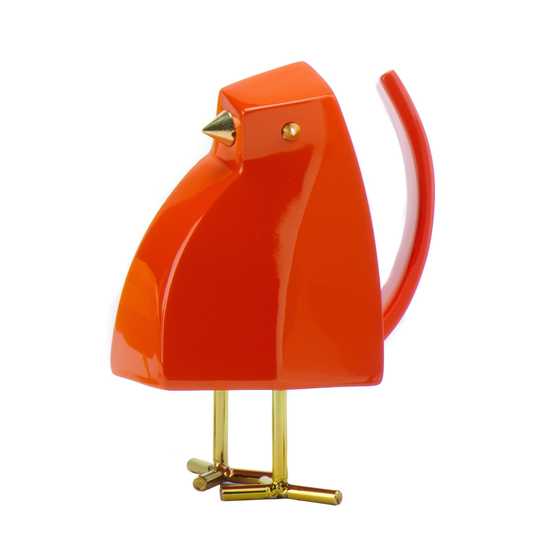  Small Orange and Gold Bird Sculpture By Homeroots 