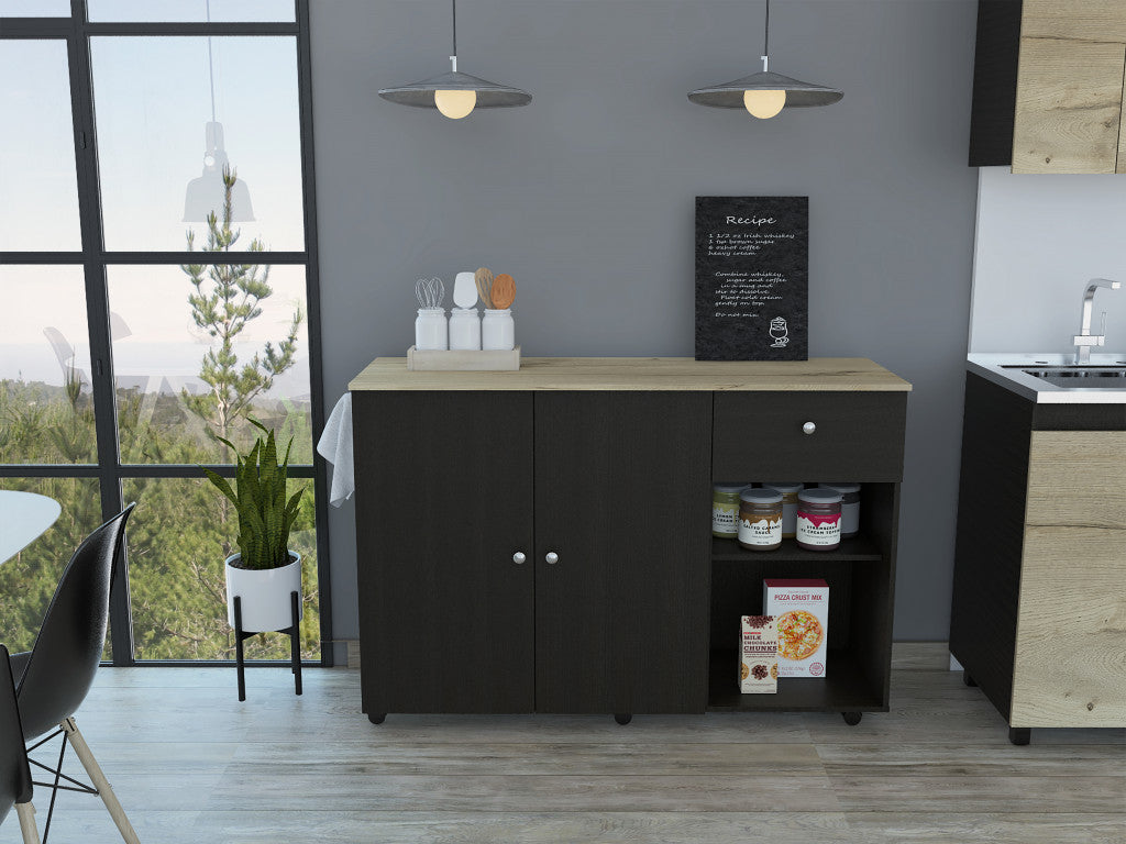  Sleek and Modern Black Wengue Kitchen Island Cart By Homeroots 