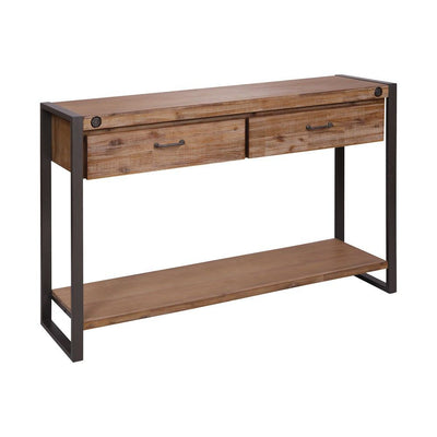 Stein World Armour Square Grey-Bronze Metal Two-Drawer Console Table