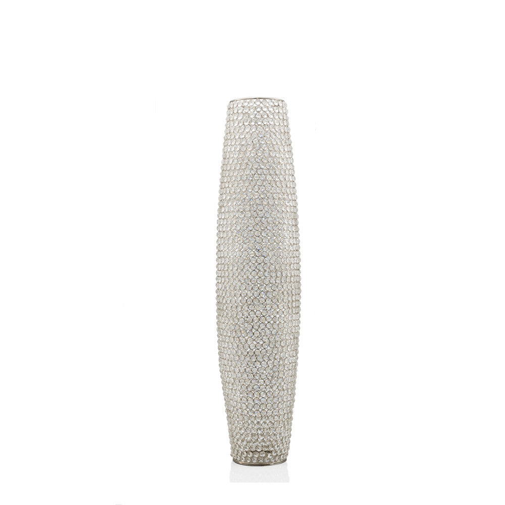  40" Bling Faux Crystal Beads Barrel Floor Vase By Homeroots 