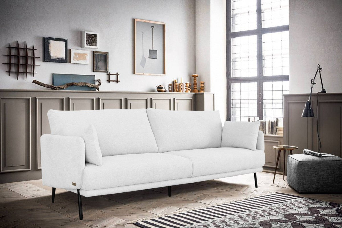  Modern 77" White and Black Fabric Loveseat By Homeroots 