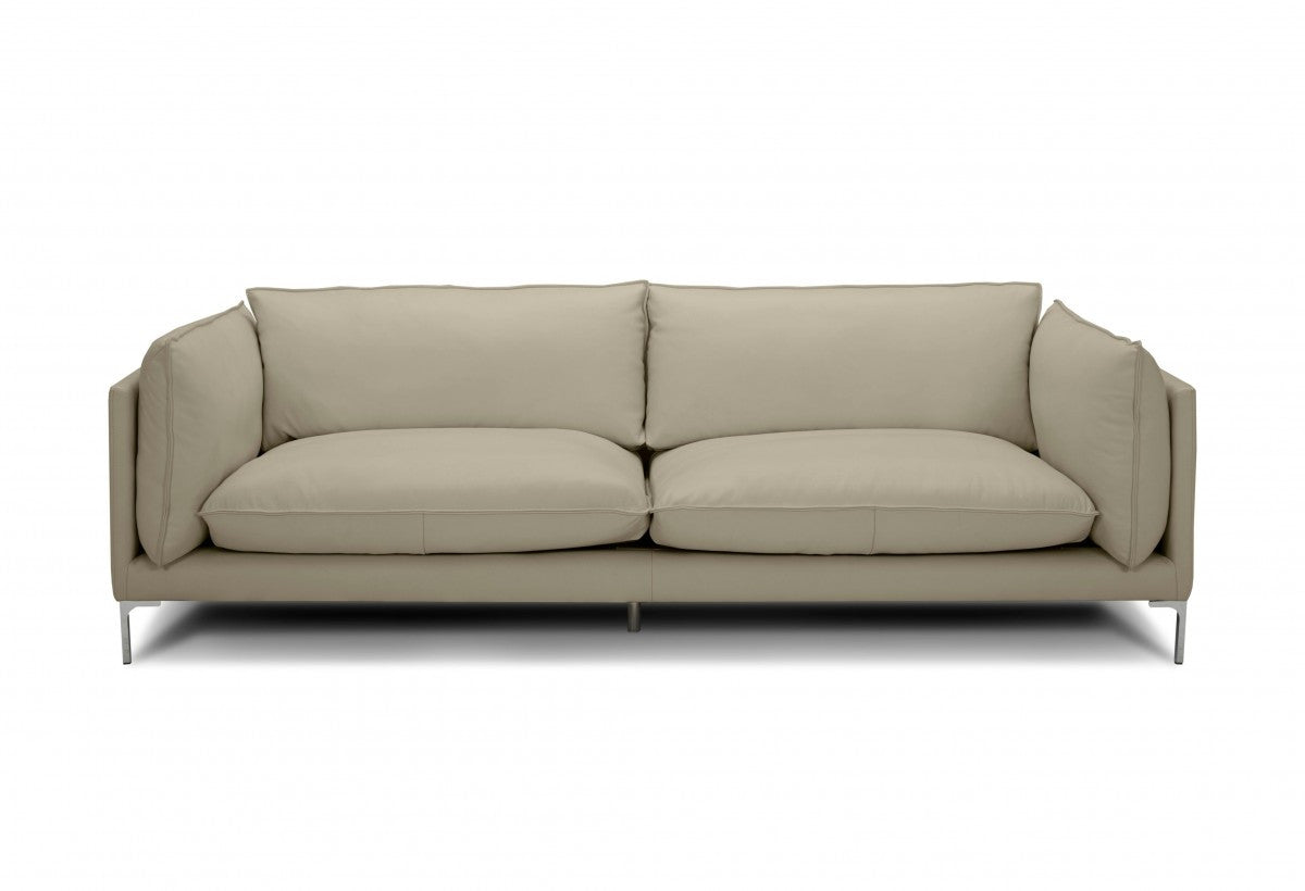  96" Taupe Top Grain Leather Sofa By Homeroots 