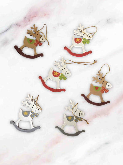Rocking Reindeer-Set Of 5 Ornaments- By Artisan Living-ALX105