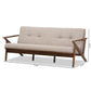 Baxton Studio Bianca Mid-Century Modern Walnut Wood Light Grey Fabric Tufted 3-Seater Sofa | Sofas | Modishstore - 3