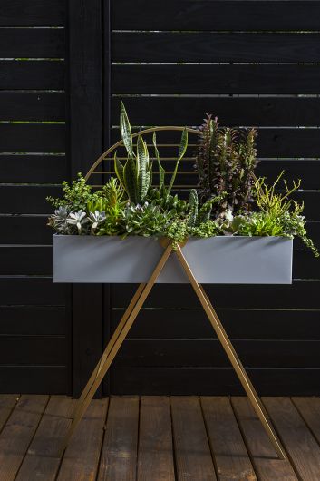  Kenji Grey Metal Plant Trough By Accent Decor 