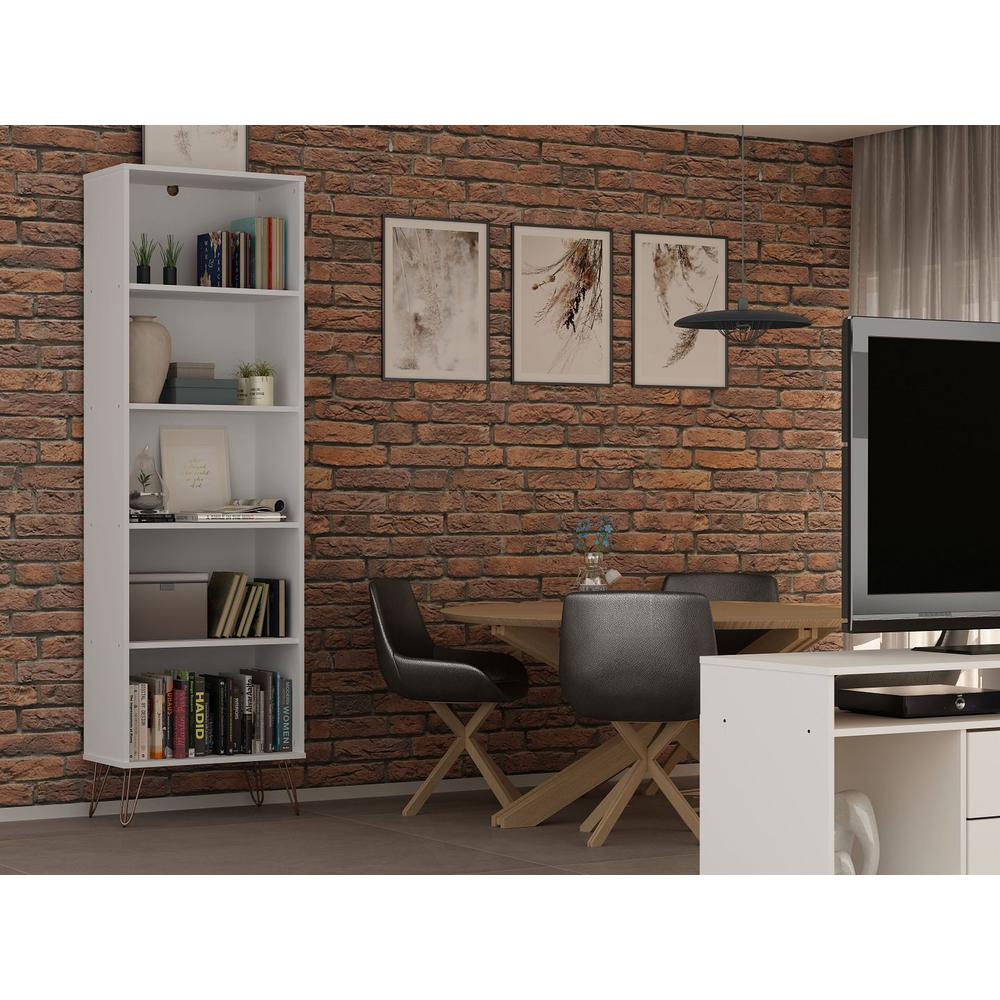  Rockefeller Bookcase 2.0 in White By Manhattan Comfort 