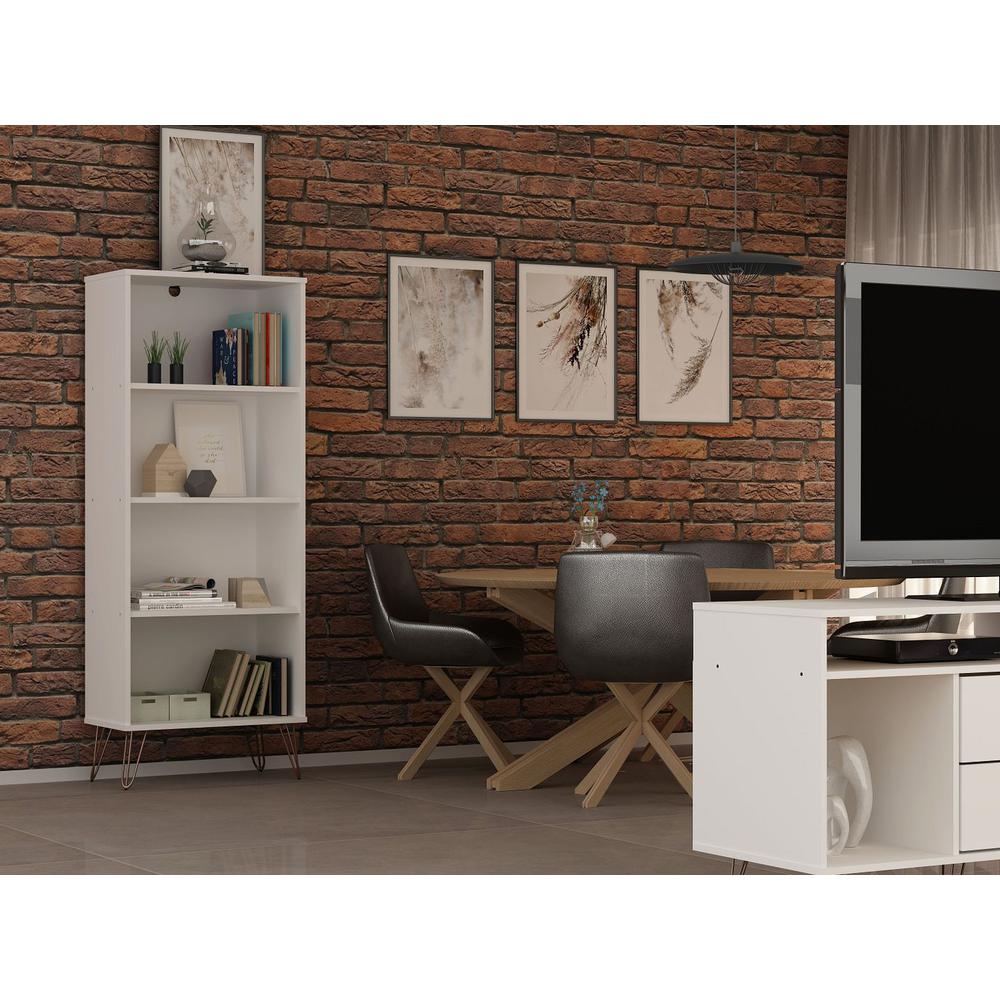  Rockefeller Bookcase 1.0 in White By Manhattan Comfort 