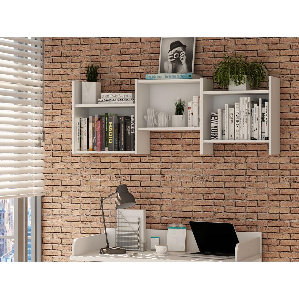  Hampton Wall Décor Shelves in White By Manhattan Comfort 