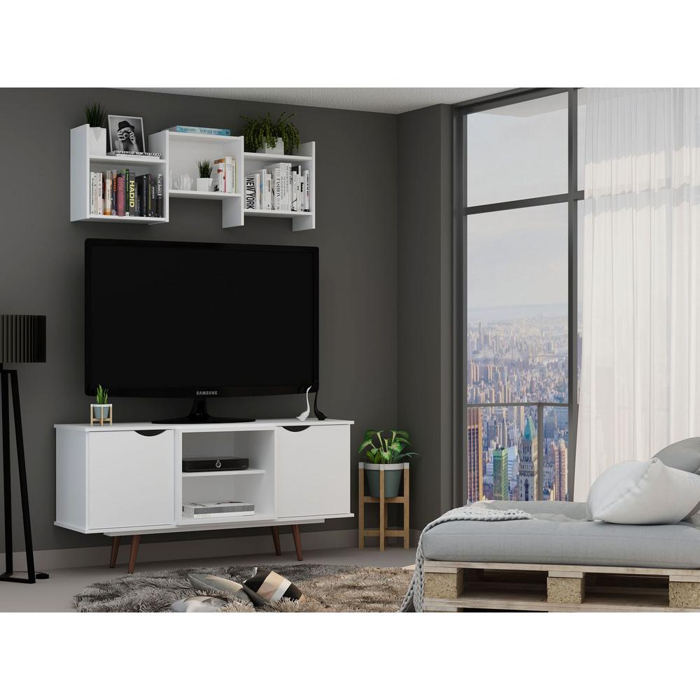  Hampton 53.54" TV Stand in White By Manhattan Comfort 