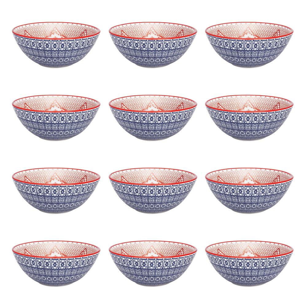  Daily Full Bowl 12 Large Dinner 20.29 oz. Soup Bowls in Red and Blue By Manhattan Comfort 