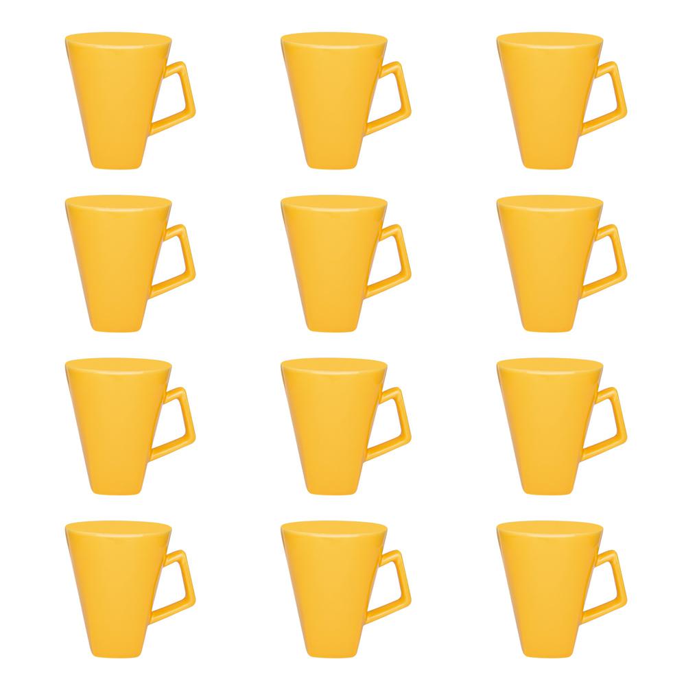  Oxford Quartier 12 Square Beveled Mugs (11.84 oz.) in Yellow By Manhattan Comfort 