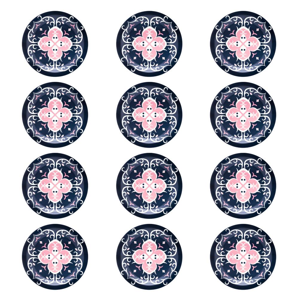  Daily Floreal 12 Large 10.04" Dinner Plates in Blue and Pink By Manhattan Comfort 