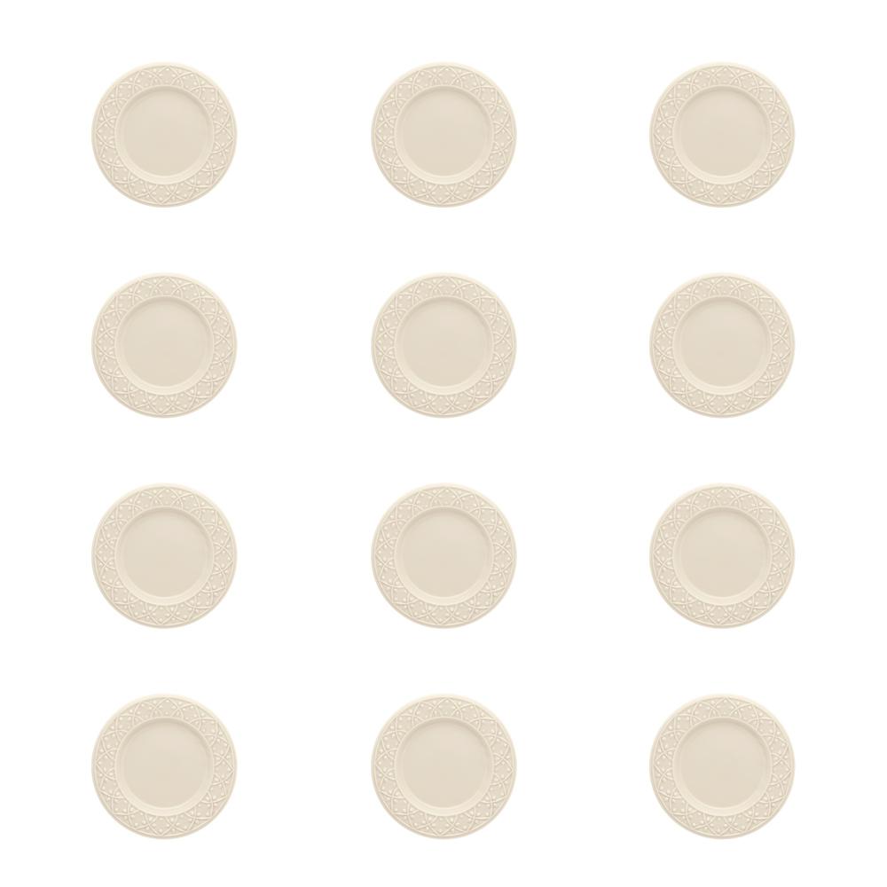  Daily Mendi 12 Medium 7.87" Salad Plates in Ivory By Manhattan Comfort 