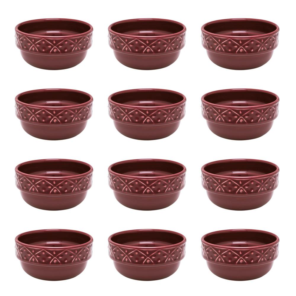  Daily Mendi 12 Large Dinner Soup 16.91 oz. Bowls in Maroon Red By Manhattan Comfort 