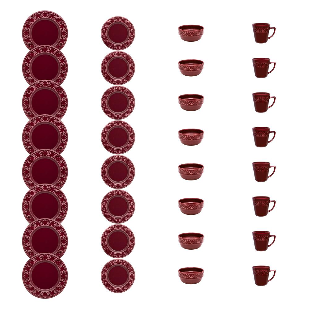  Daily Mendi 32 Piece Dinner Set, Service for 8 in Maroon Red By Manhattan Comfort 