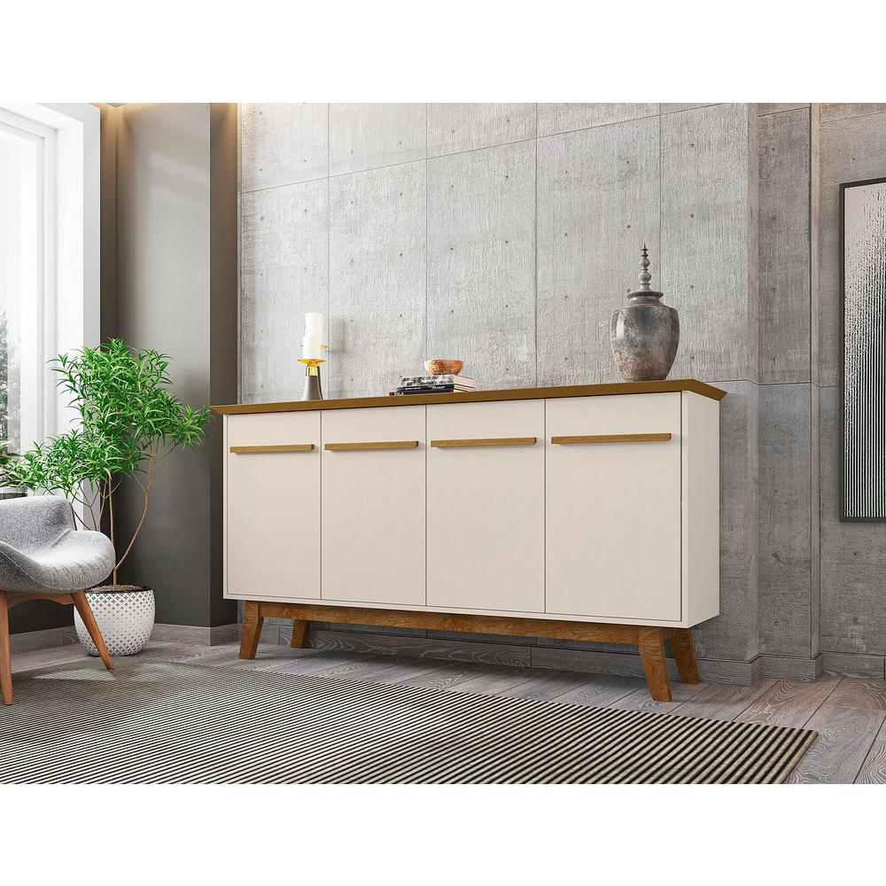  Yonkers 62.99" Sideboard in Off White and Cinnamon By Manhattan Comfort 