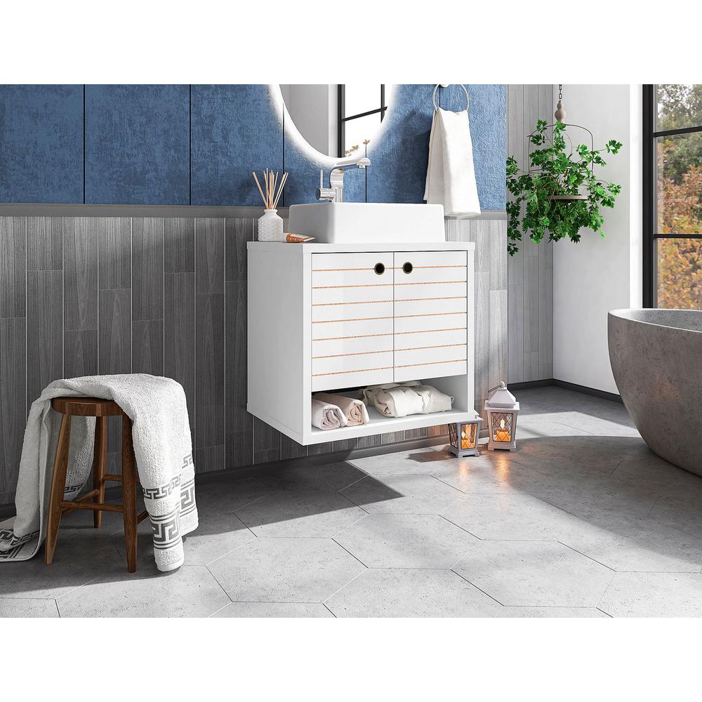  Liberty Floating 23.62" Bathroom Vanity Sink in White By Manhattan Comfort 