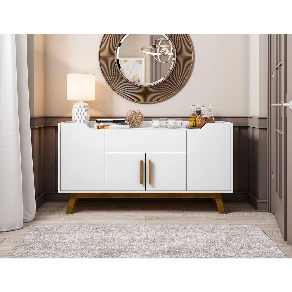  Addie 53.54 Sideboard with 5 Shelves in White By Manhattan Comfort 