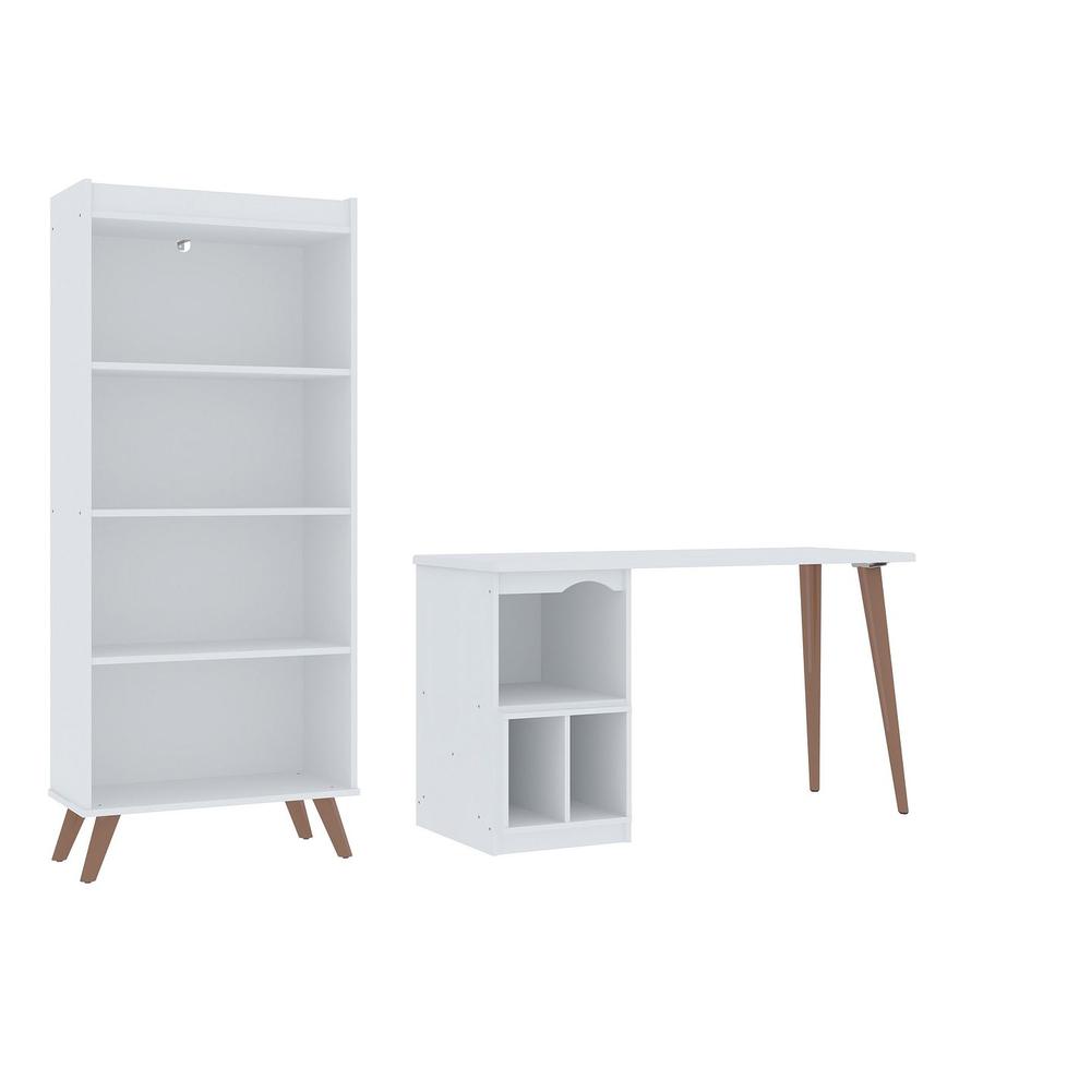  Hampton 2- Piece Home Extra Storage Office Set in White By Manhattan Comfort 