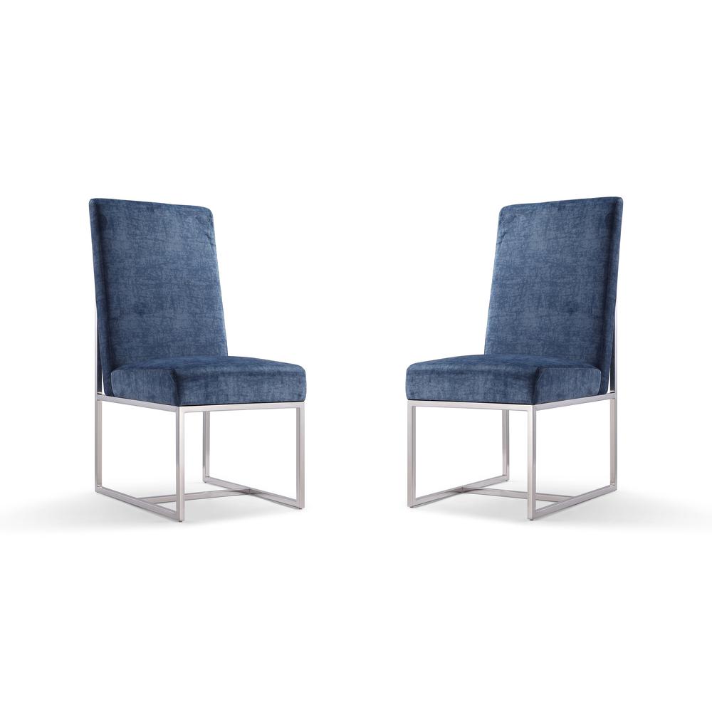  Element Velvet Dining Chair in Blue (Set of 2) By Manhattan Comfort 