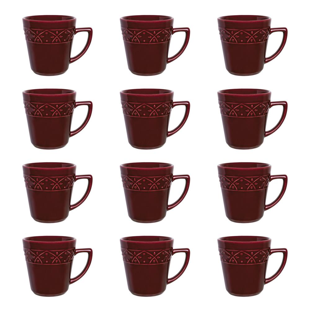  Daily Mendi 6 Mugs (12.17 oz.) in Maroon Red By Manhattan Comfort 