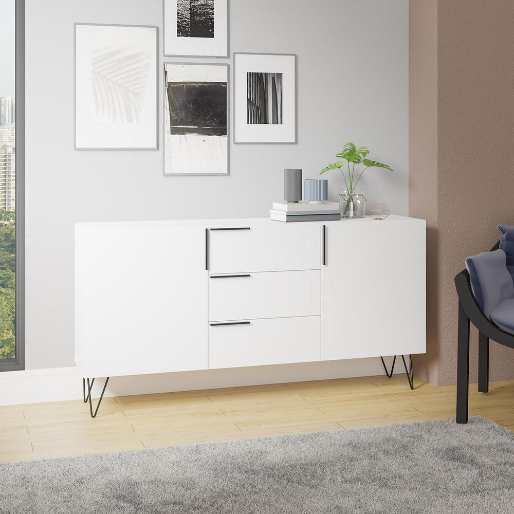  Beekman 62.99 Sideboard with 4 Shelves in White By Manhattan Comfort 