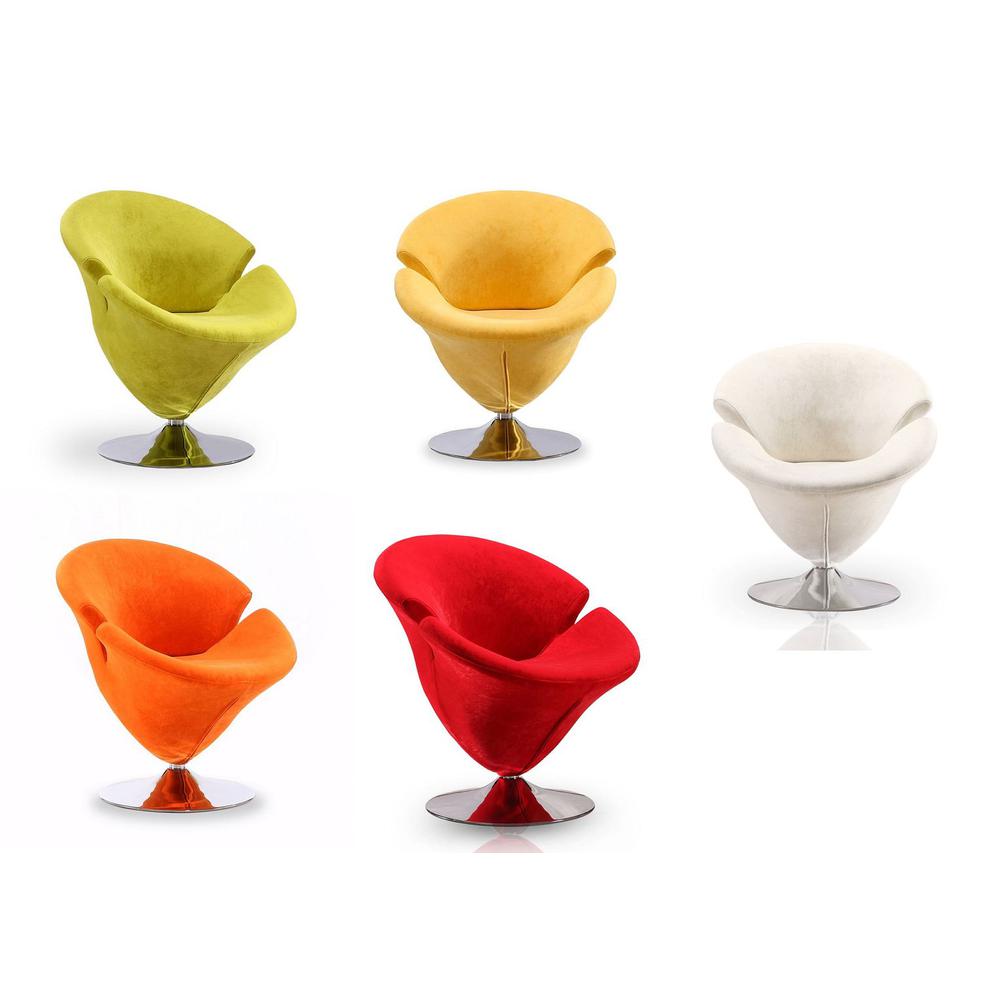  Tulip Swivel Accent Chair Set of 5 in Multi Color White, Orange, Yellow, Green and Red By Manhattan Comfort 