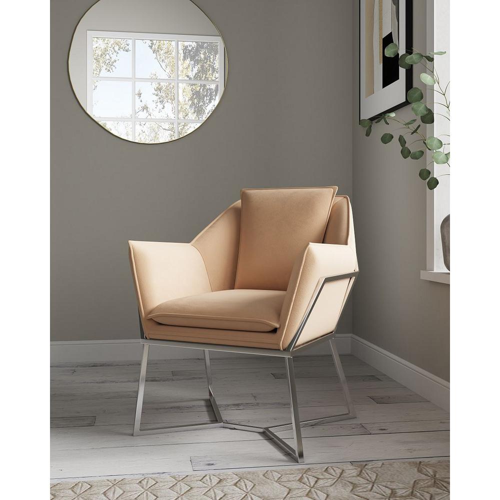  Origami Velvet Accent Chair in Fawn By Manhattan Comfort 