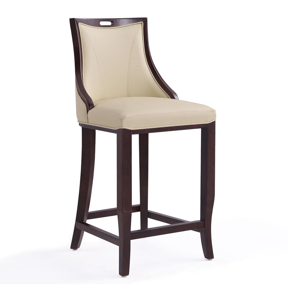  Emperor Bar Stool in Cream and Walnut By Manhattan Comfort 