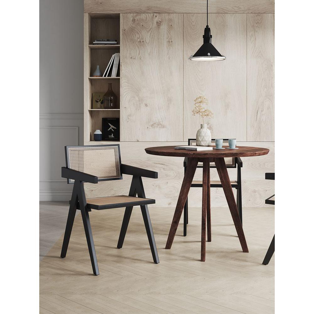  Hamlet Dining Arm Chair in Black and Natural Cane By Manhattan Comfort 