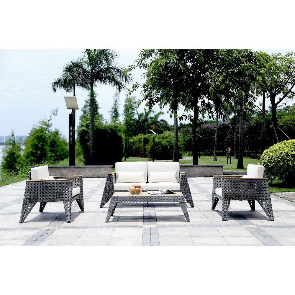  Eiffel Outdoor Patio Conversation Set in Grey and Cream By Manhattan Comfort 