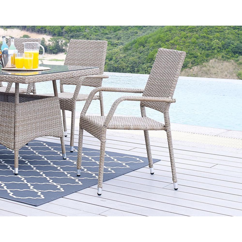  Genoa Patio Dining Armchair in Nature Tan Weave By Manhattan Comfort 