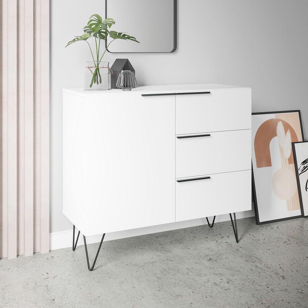  Beekman 35.43 Sideboard with 2 Shelves in White By Manhattan Comfort 