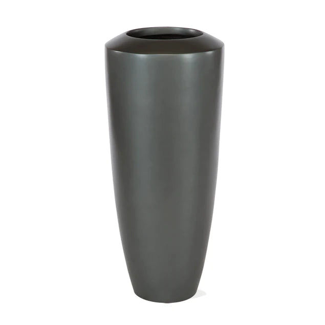  Fiberglass Small Barrel Planter, Pewter, By Gold Leaf Design Group 