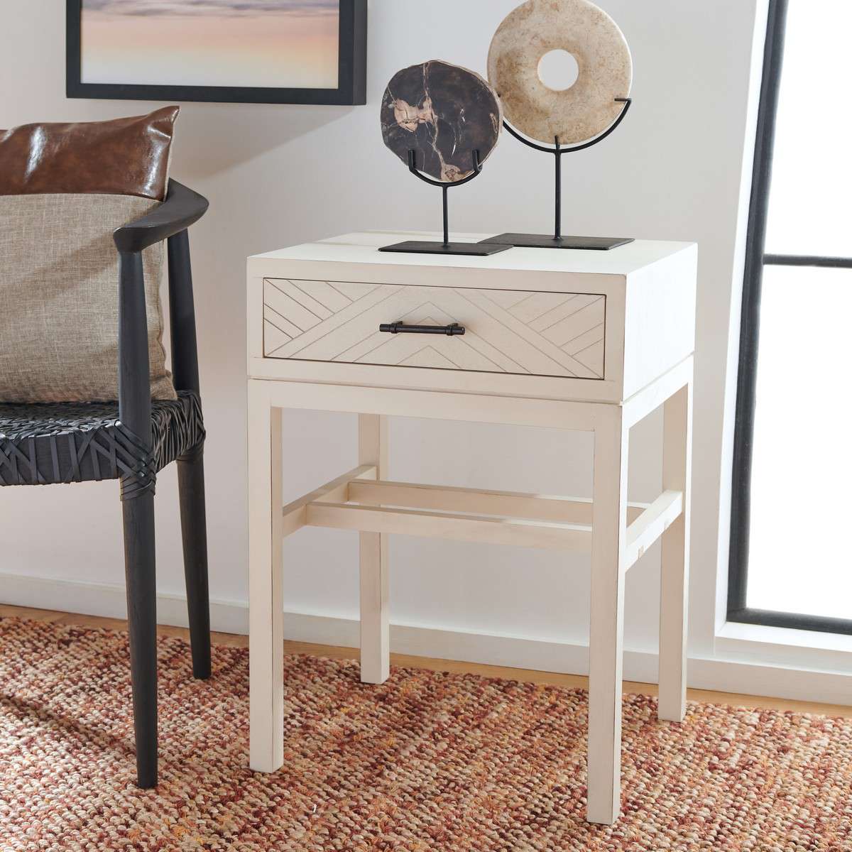  Safavieh Ajana 1 Drawer Accent Table - Distressed White 