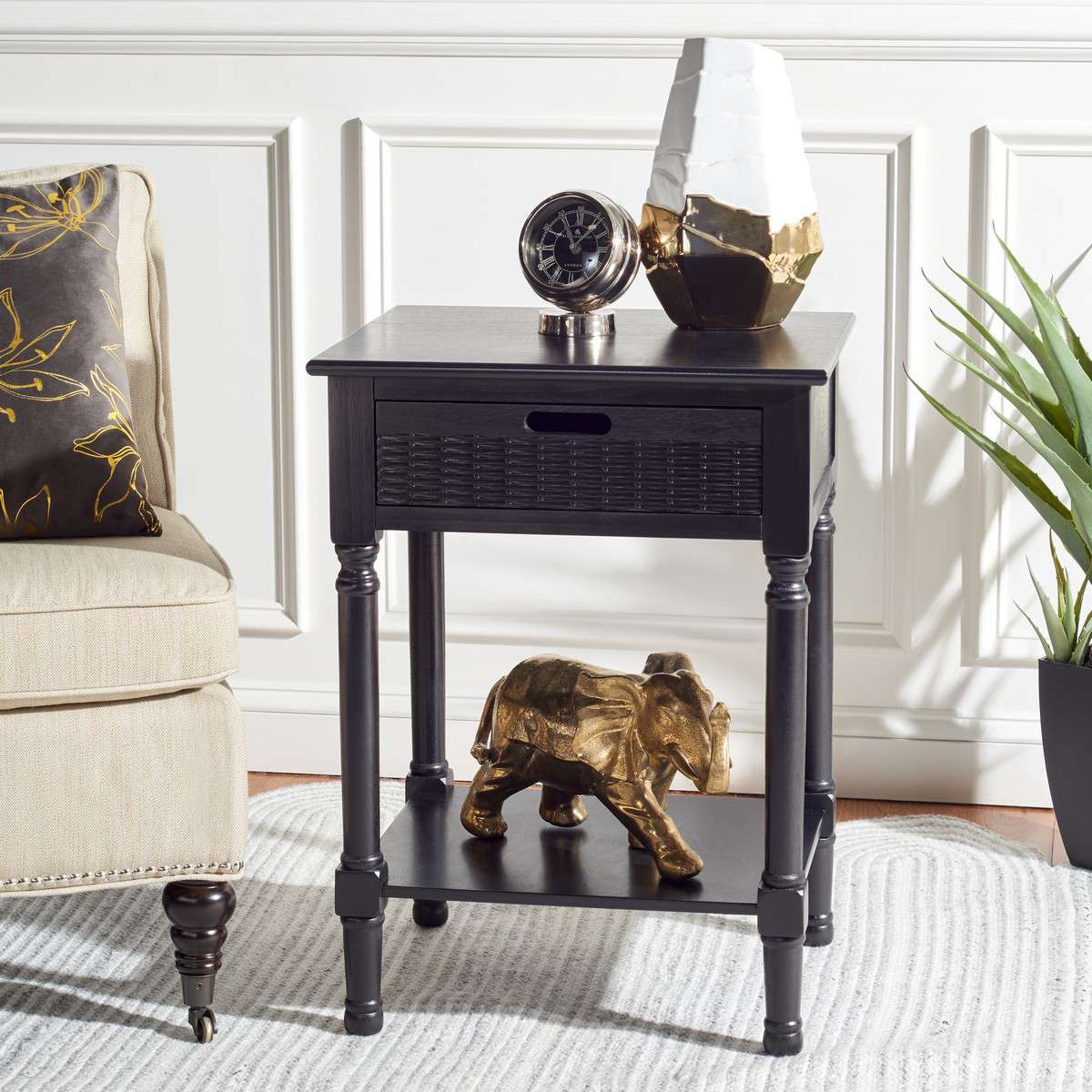  Safavieh Landers 1 Drawer Accent Table - Black 