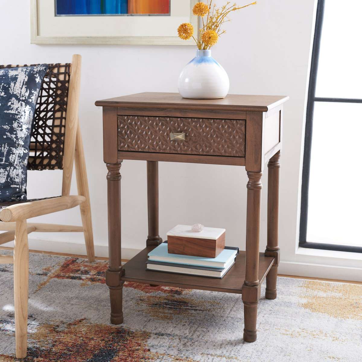  Safavieh Halton 1Drw Accent Table - Brown 