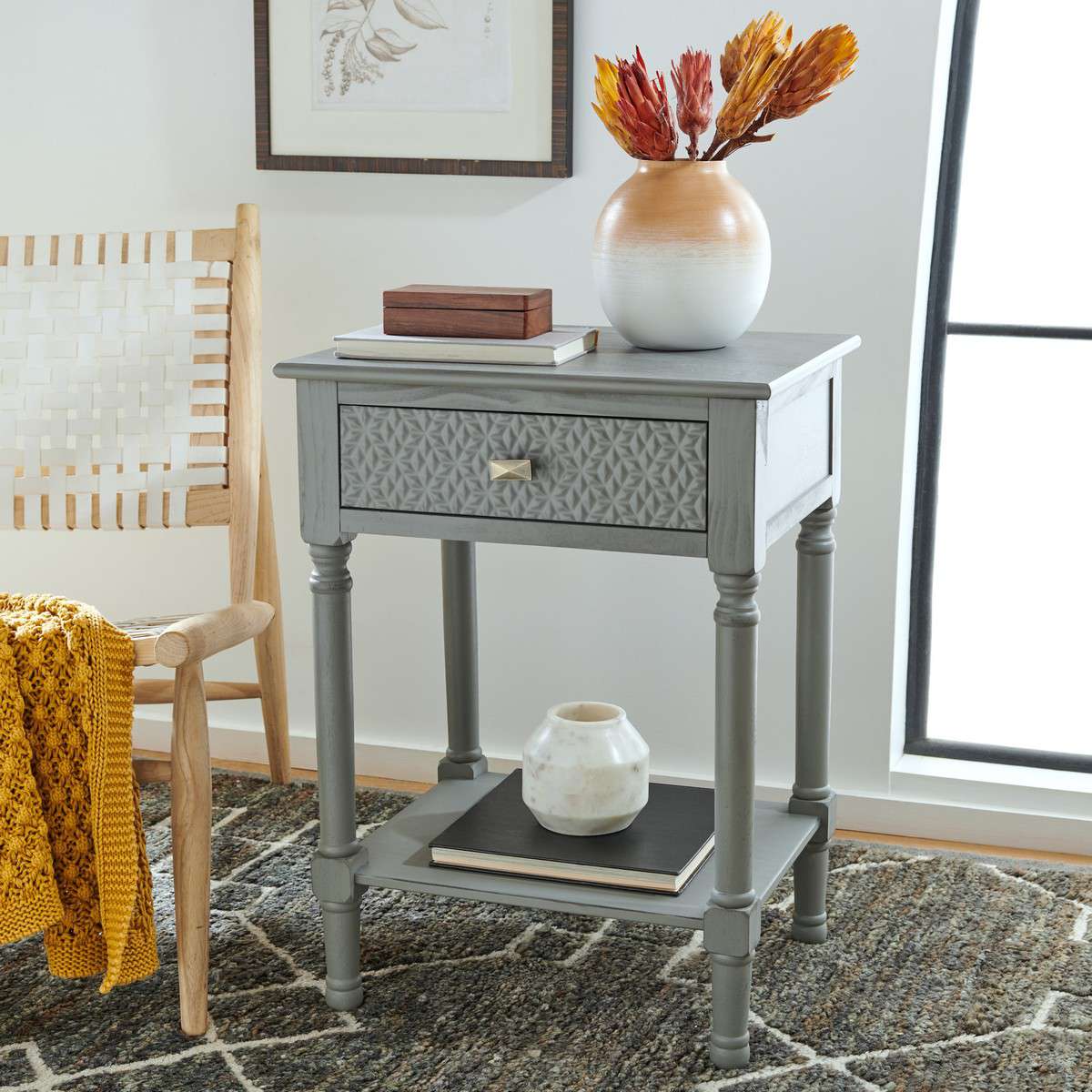  Safavieh Halton 1Drw Accent Table - Distressed Gray 