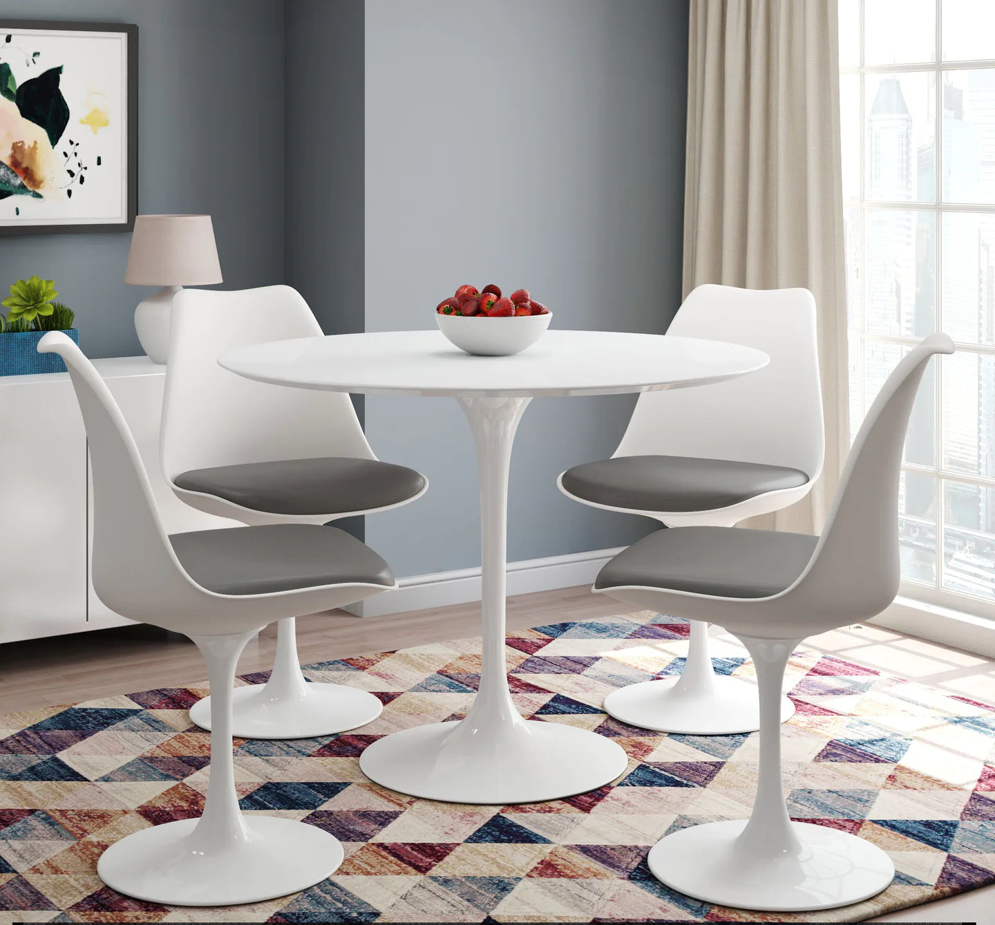  Rose 42" Round Fiberglass Dining Table By World Modern Design 