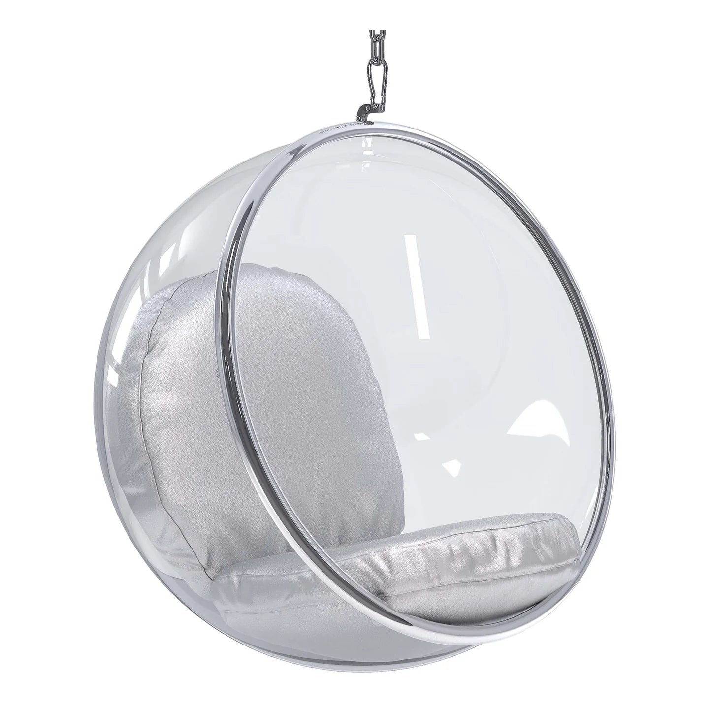  Hanging Bubble Chair, Silver Cushions By World Modern Design 