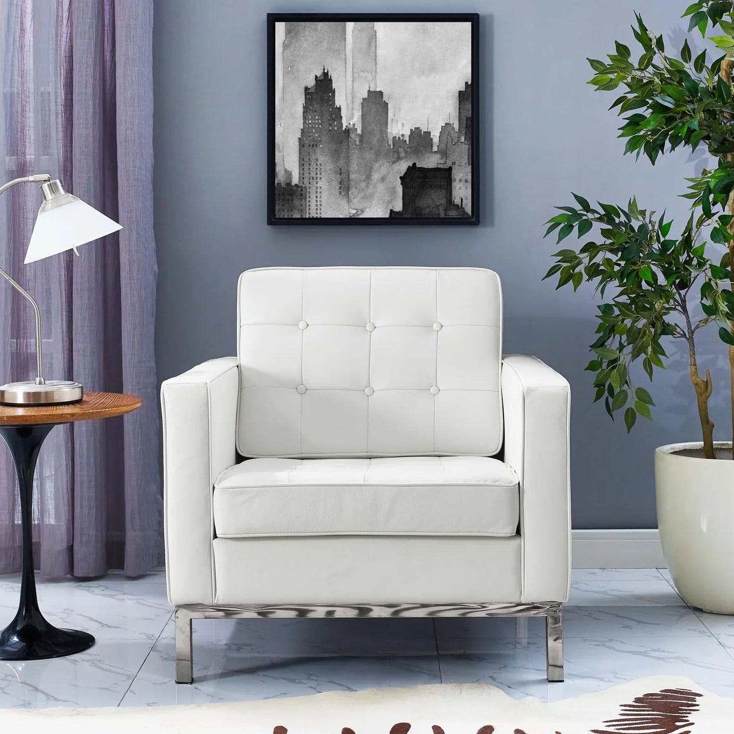  Rolina Armchair, White Leather By World Modern Design 