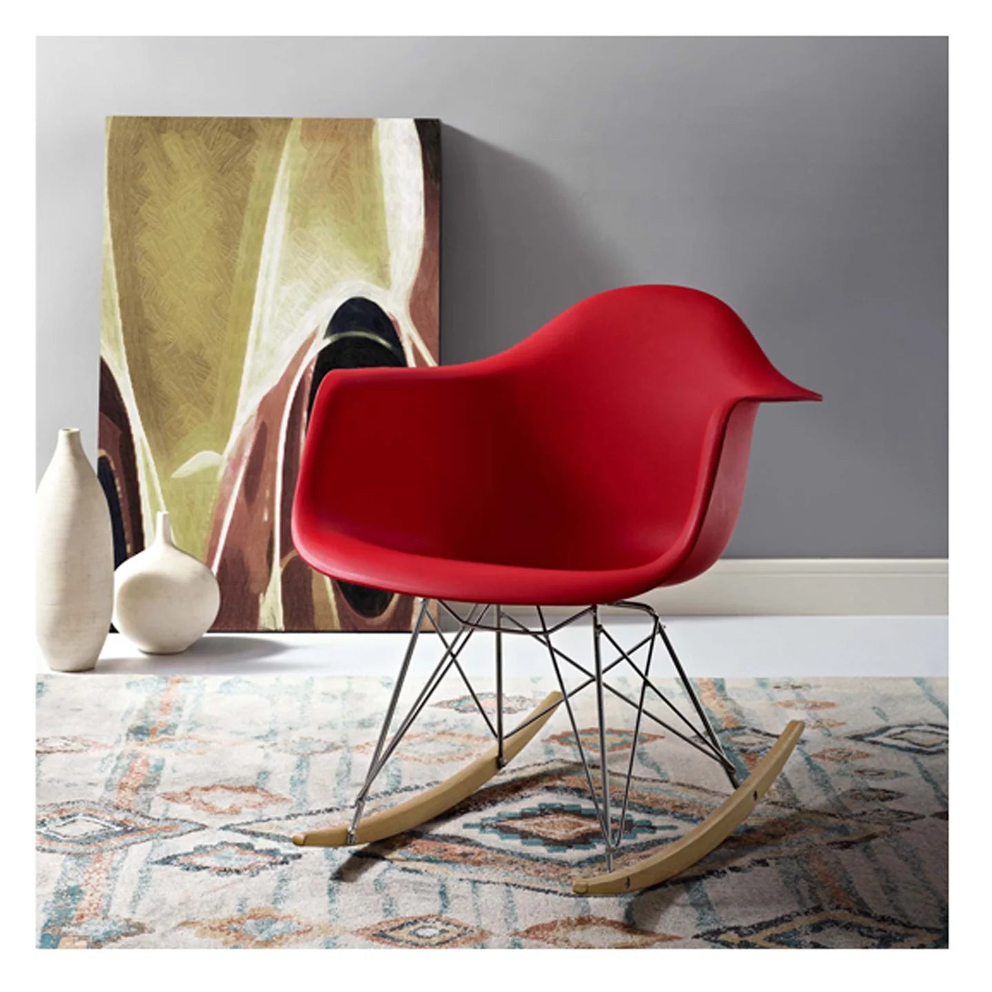 Atoll Rocker Chair, Red By World Modern Design | Rocking Chairs | Modishstore
