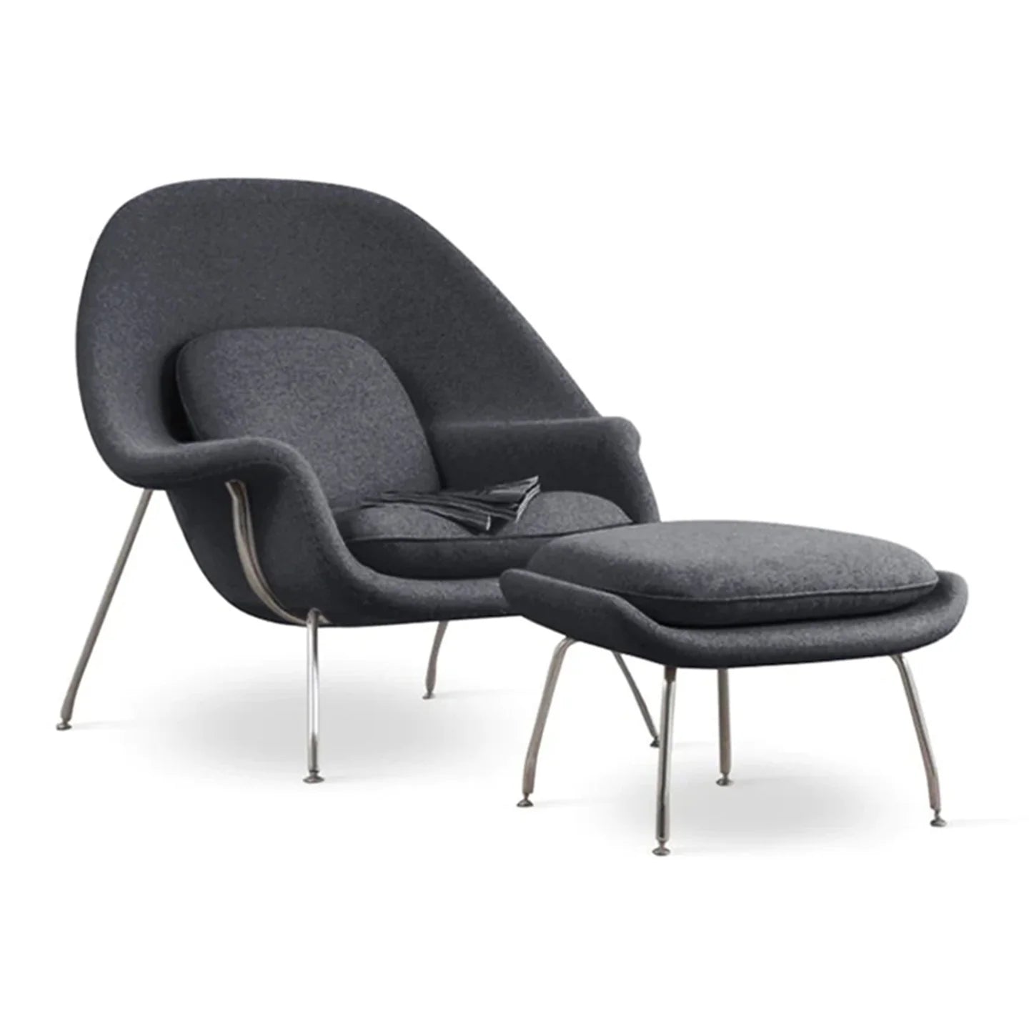  Haven Lounge Chair & Ottoman, Dark Gray By World Modern Design 